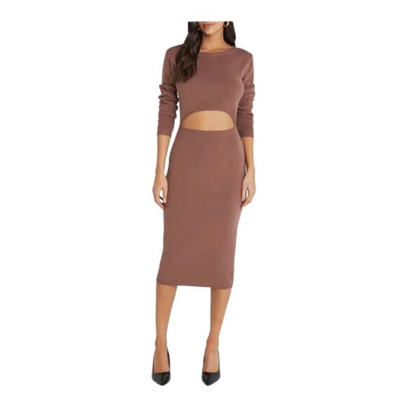 NWT Vici Collection for Nordstrom Long Sleeve Cut Out Dress in Camel - Picture 1 of 6